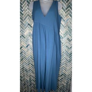 WOMENS SHEIN DARK TEAL BLUE OVERSIZED SLEEVELESS WIDE LEG CROPPED JUMPSUIT SMALL